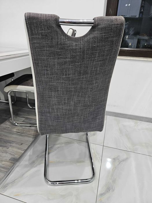 Стилни трапезни столове сиво бели 4 бр. за 80 лв., полукожа