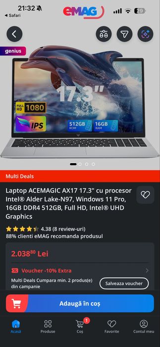 Laptop ACEMAGIC AX17 17.3" / Intel Alder Lake-N97 / 16 DDR4 /SSD 512GB