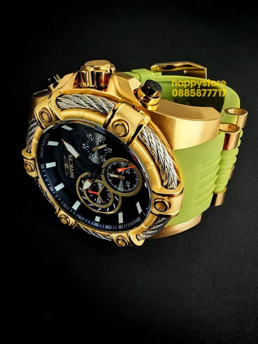 INVICTA Bolt Vestige Green/Gold 52 mm, Инвикта нов ръчен часовник