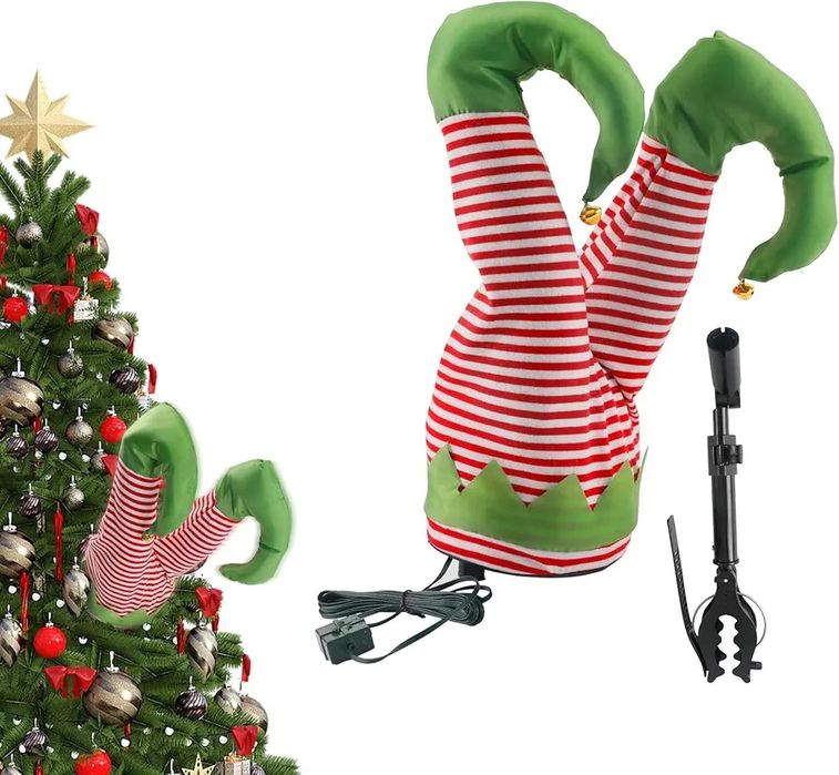 Анимирани крака на елф за украса на елха