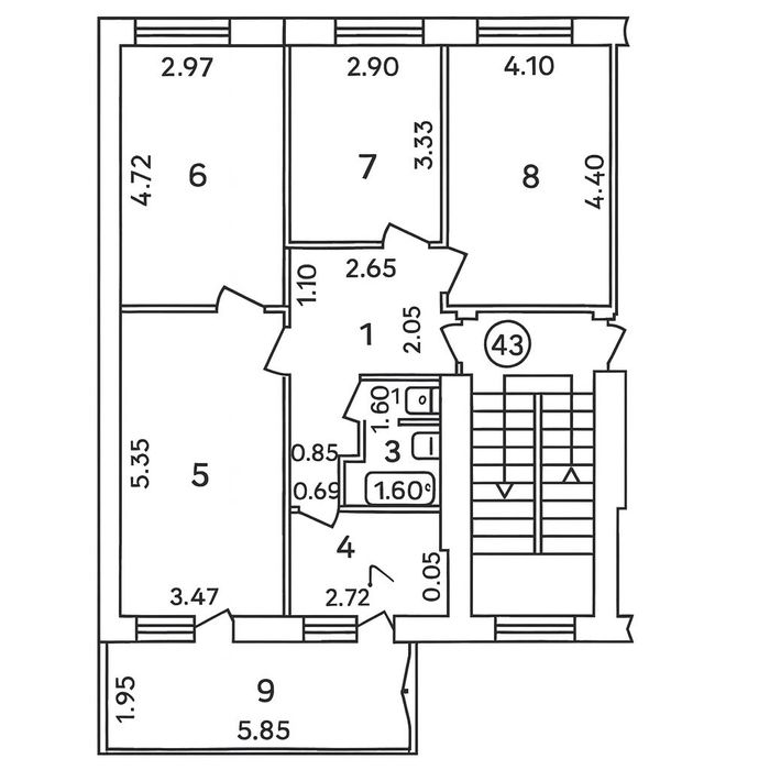 Ц-5 4х-комн/2/4 без ремонта