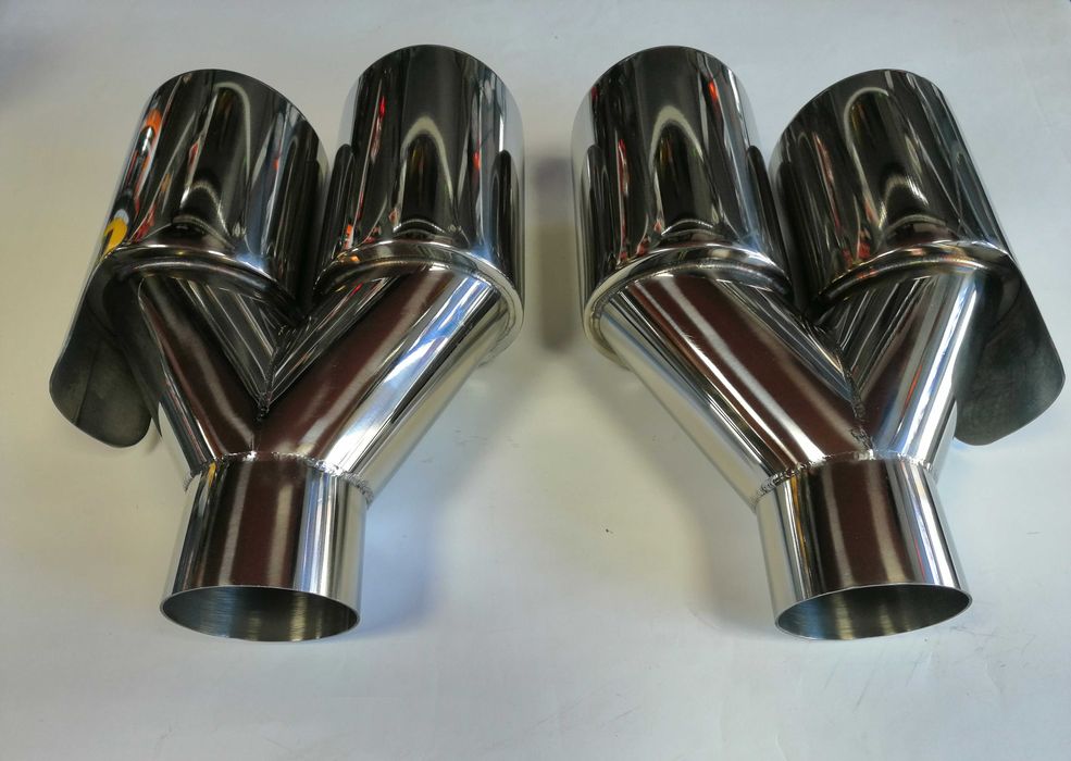 Двоен хромиран ауспухов накрайник 60 мм вход / 2 x 98 мм изход