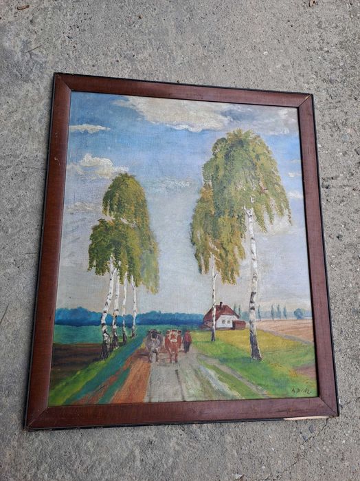tablou vechi pictura pe pfl 62/74 cm, semnat Alfred Dunz