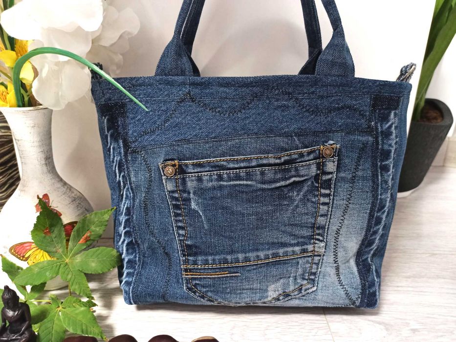 Ръчно изработена дънкова дамска чанта