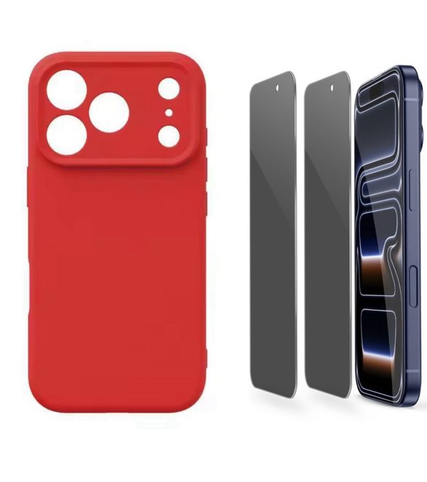 Husa Silicon Plate si Folie Sticla PRIVACY - Iphone 17 AIR PRO MAX