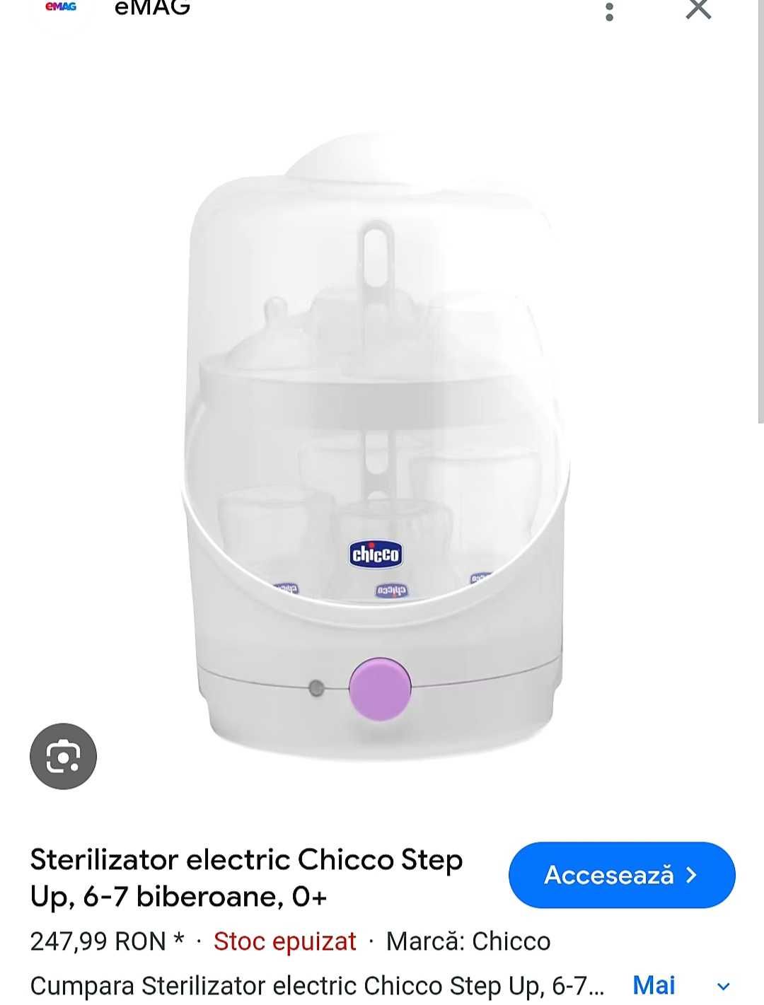 Vând sterilizator electric cu aburi Chicco