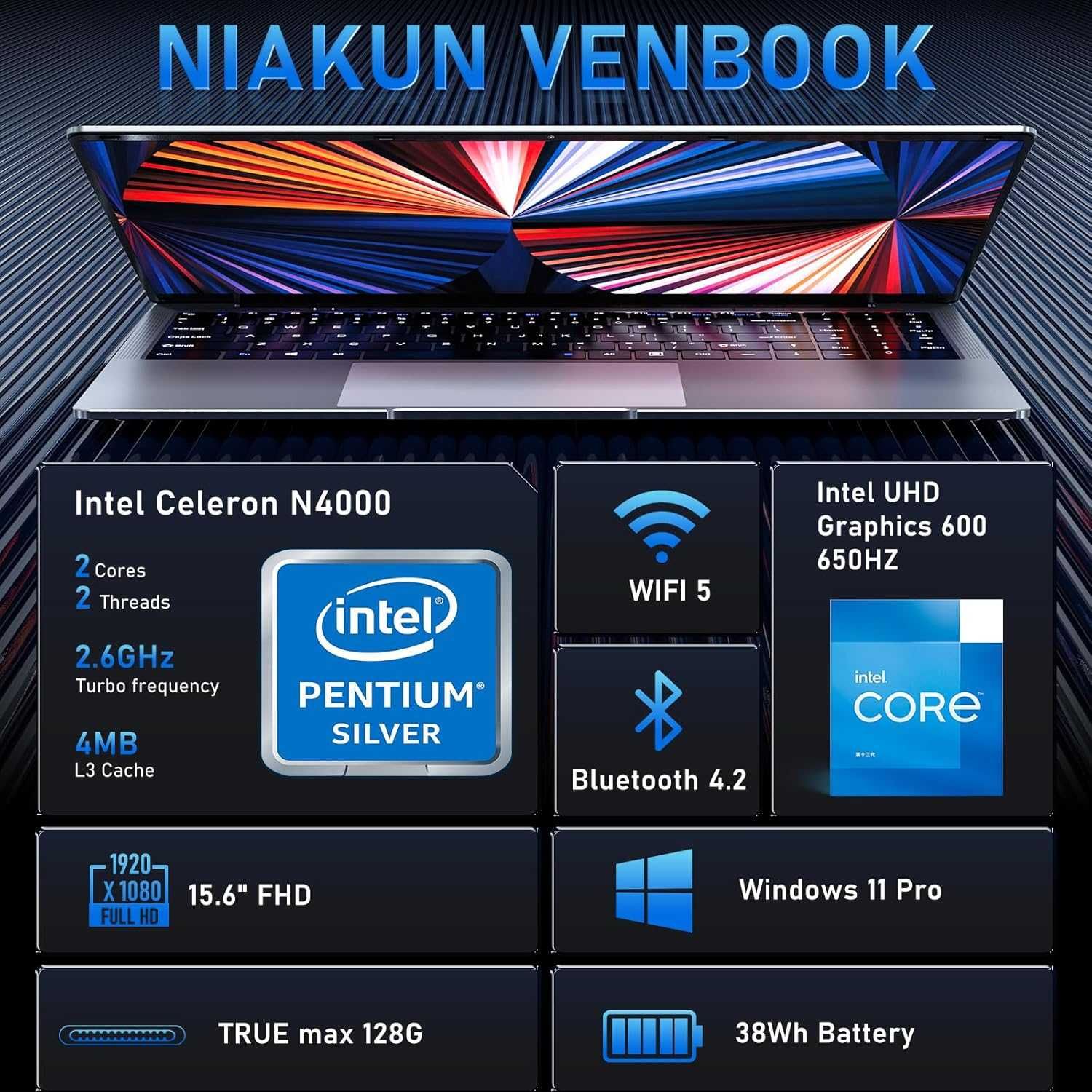 OFERTA Laptop VenBook 15.6'' 256gb sdd,8gb ram, windows 11 pro,sigilat