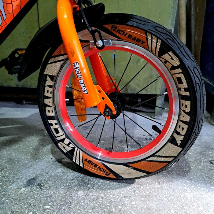Bicicleta baieti RICH BABY R14WTB, roata 14", roti ajutatoare
