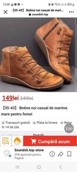 Ghete botine damă 50% reduși piele naturala