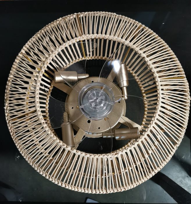 Lustra Vintage cu ventilator din ratan și bambus