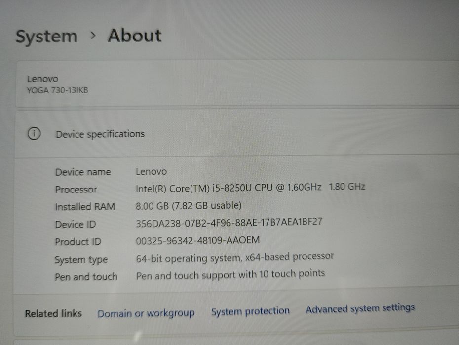 Lenovo YOGA 730-13IKB ,8GR,i5,256gn SSD