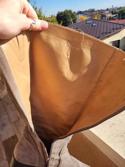 Cizme lungi de dama, piele naturala, intoarsa, mar. 40