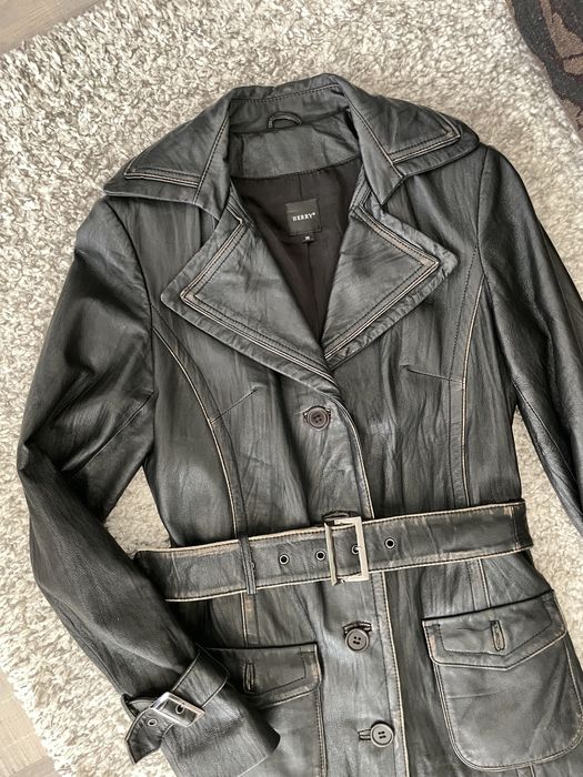 Дълго кожено манто размер С