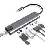 USB-концентратор 8 портов,Хаб Type-C,USB,SD/TF,HDMI,PD,RJ45