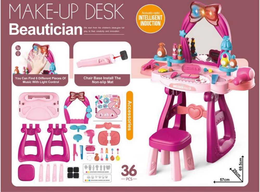 Детска тоалетка Make Up Desk със столче и светещо огледало PAT24640