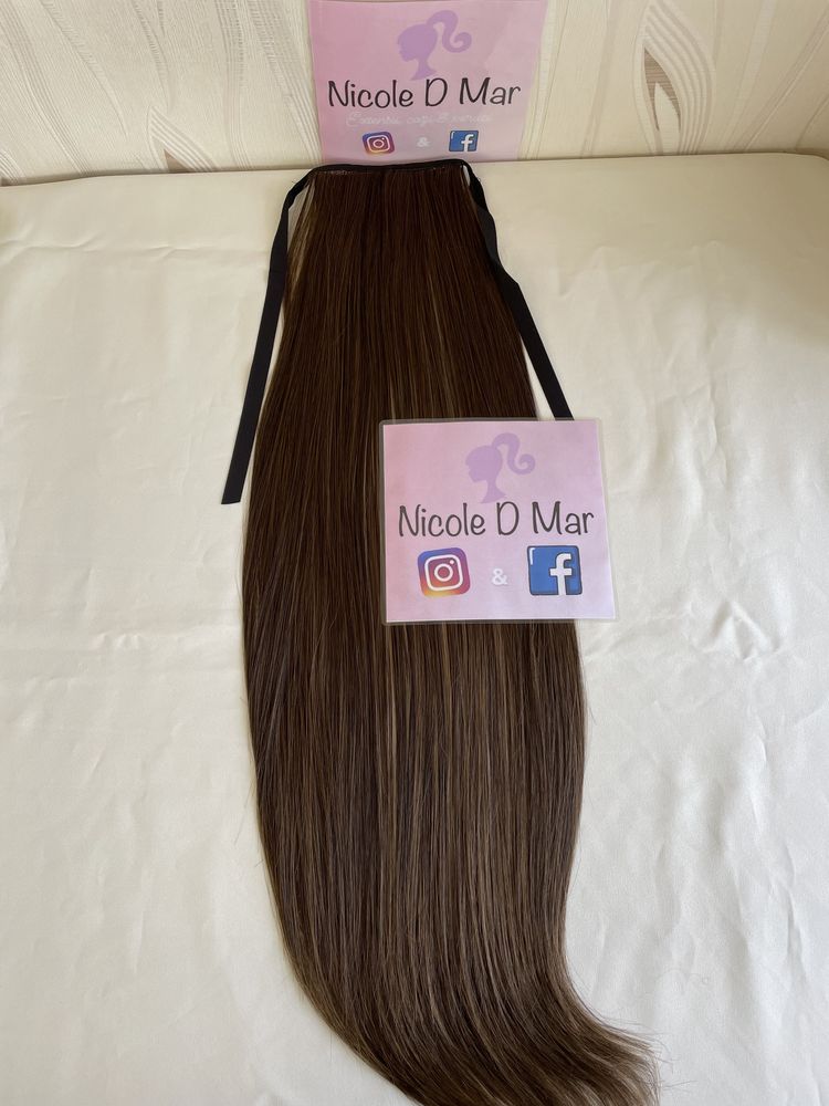 Coada de par/extensii saten cu suvite blonde Nicole D Mar