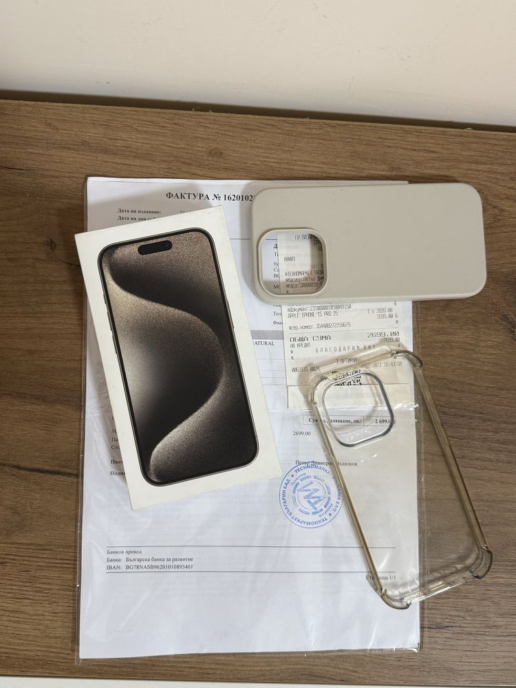 IPhone 15 PRO 256 ГБ Техномаркет Гаранционен като Нов ! Natural Titan