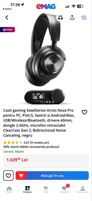 Casti Gaming Steelseries Arctis Nova Pro Wireless+CADOU