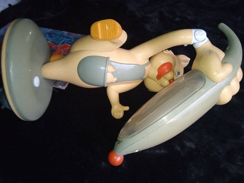 Кот поймал РЫБУ Винтажная 90-х годов прошлого века Лампа  Настольная