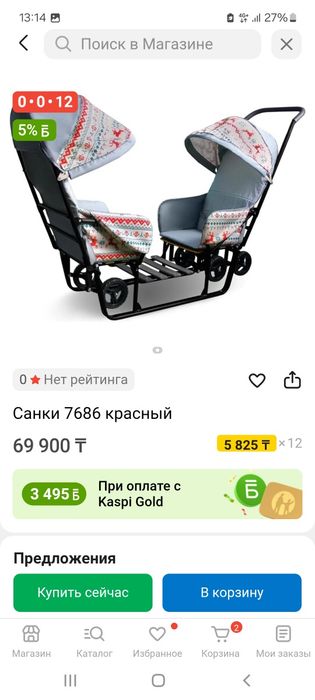 Санки детски 2х местные