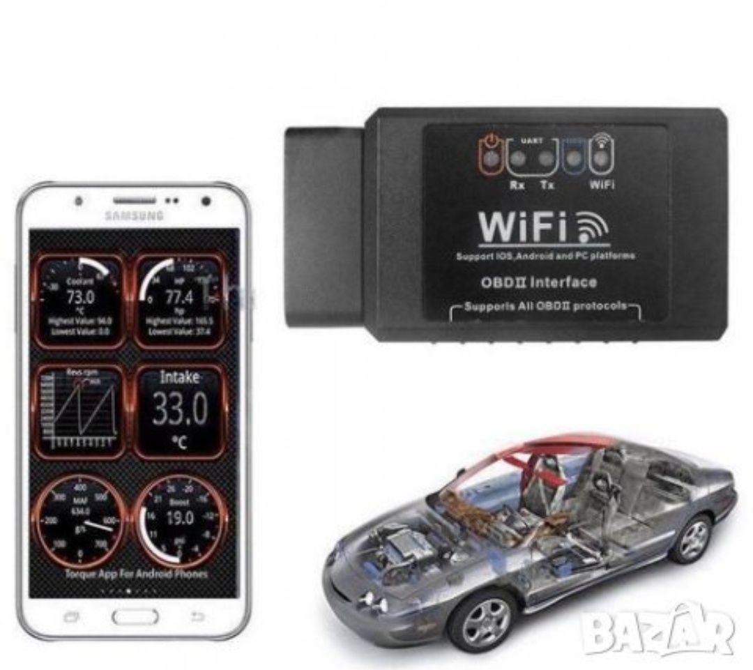 Уред за автомобилна диагностика ELM 327, WIFI, OBD II, 1.5, безжична