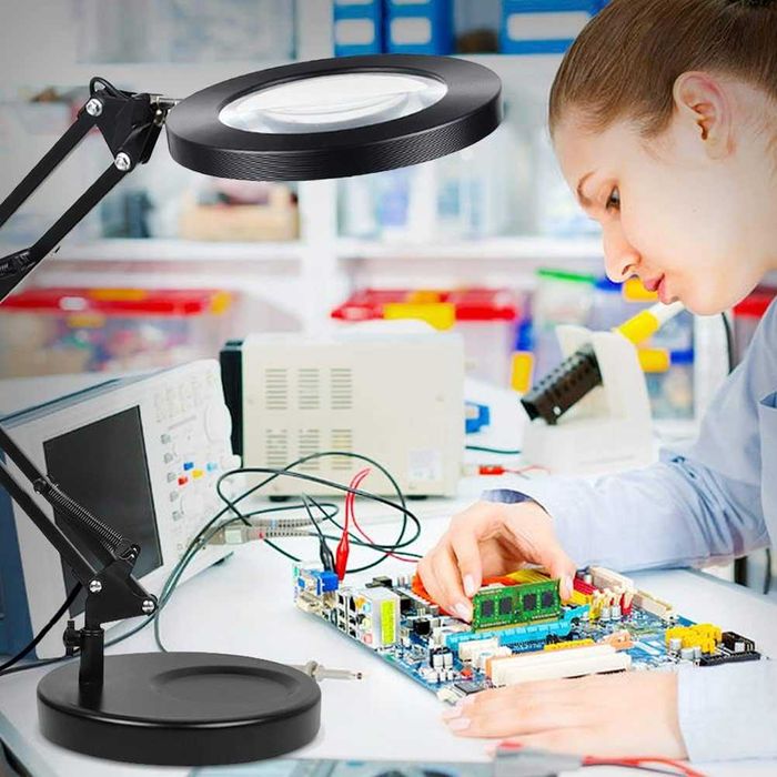 Lampa cosmetica LED cu brat + lupa, marire 5X-10X, REDUS de la 460RON