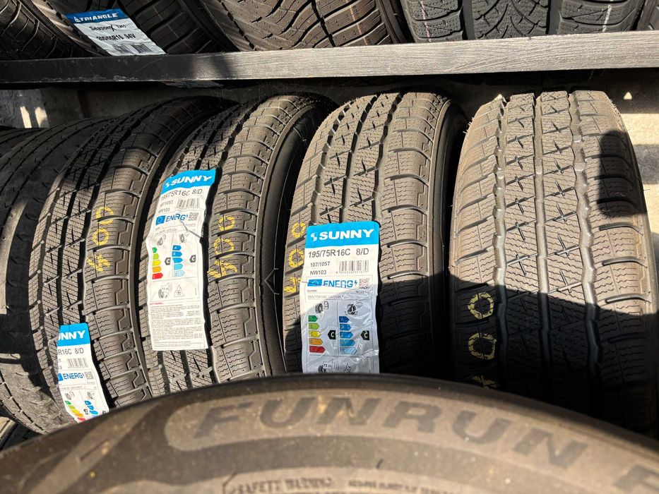 Set anvelope noi de iarna 195/75R16C marca Sunny NW103 cu montaj incl.