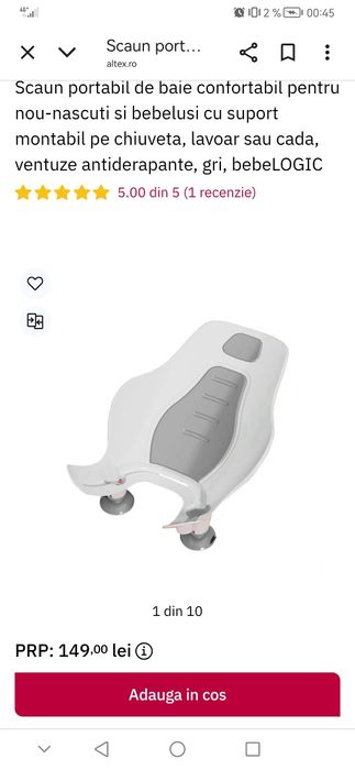 Scaun portabil baie bebeluși