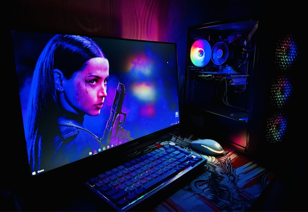 ИГРОВОЙ КОМПЬЮТЕР с монитором 100 гц на кроштейне