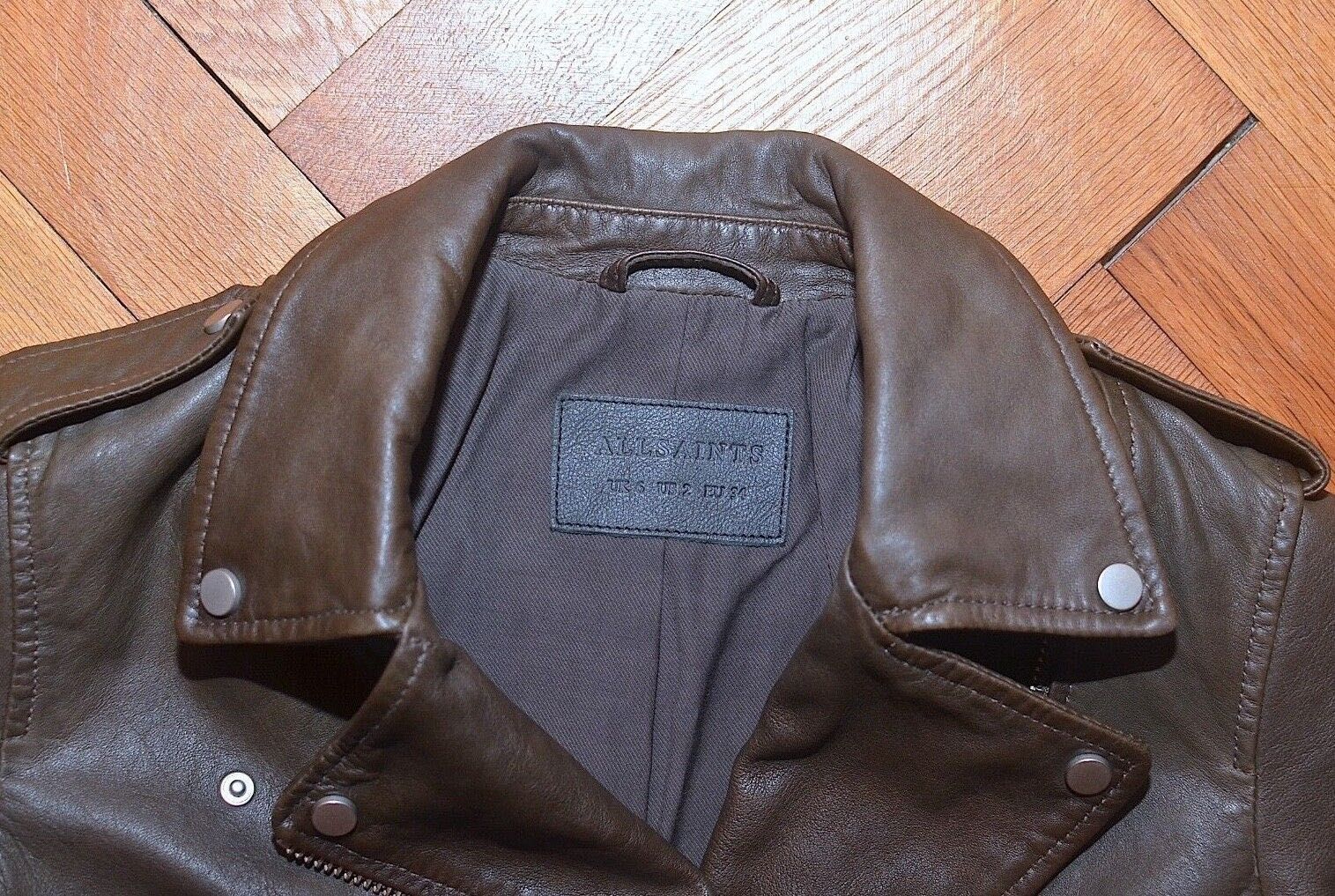 AllSaints Balfern Дамско Кожено яке Естествена Овча Кожа Кафяво Small