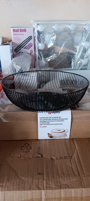 Cos de fructe si legume, QttvbTna, metal negru, multifunctional, 24.5x