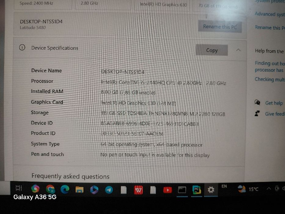 Deel noutbook , core i5 7 avlod