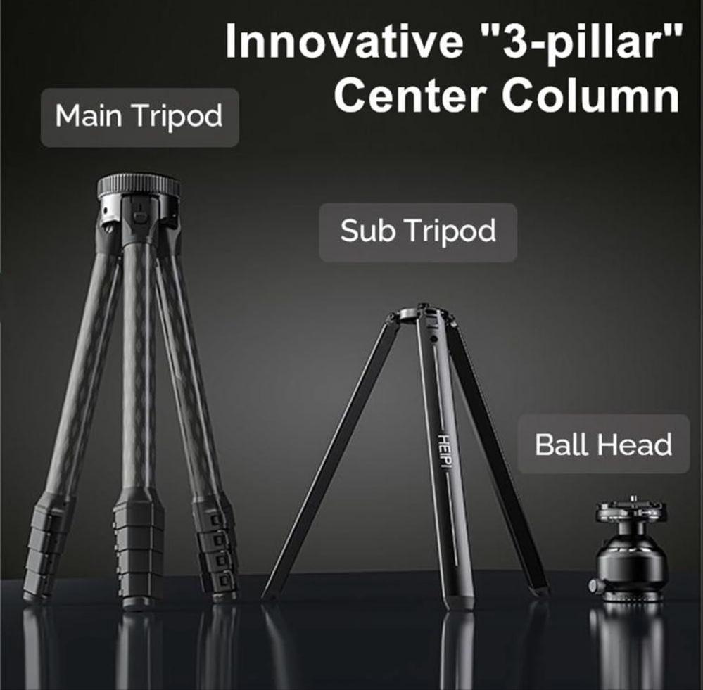 Trepied de carbon Heipi 3-in-1 travel tripod