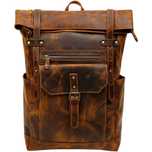 Rucsac din piele naturala compartiment laptop 15.6" JOLAR Maro deschis