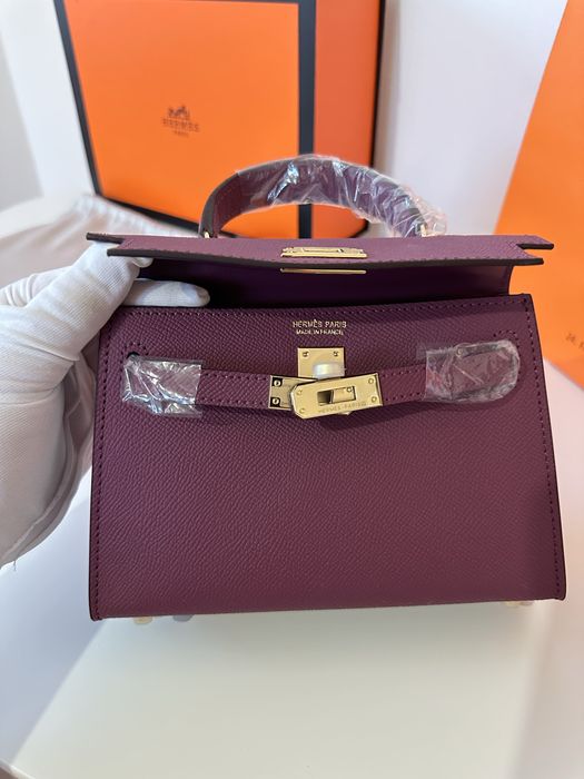Geanta dama hermes kelly 19cm mov cadou c:69