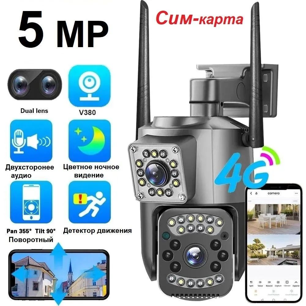 Уличная камера видеонаблюдения,SIM картой, датчиком движения, микрафон