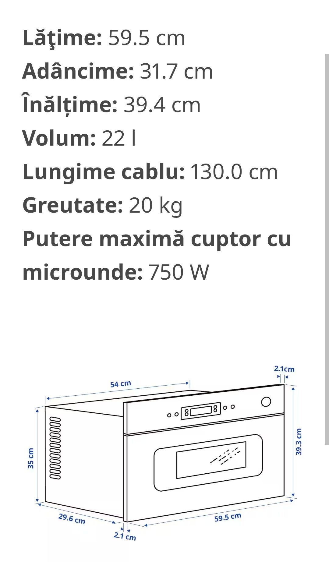 Cuptor microunde incorporabil Ikea