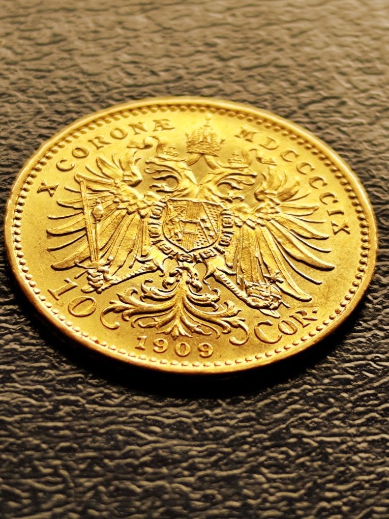 10 corona 1909 год.имп.Франц Йозеф, злато 3.39 гр.,900/1000 (21.6 к)