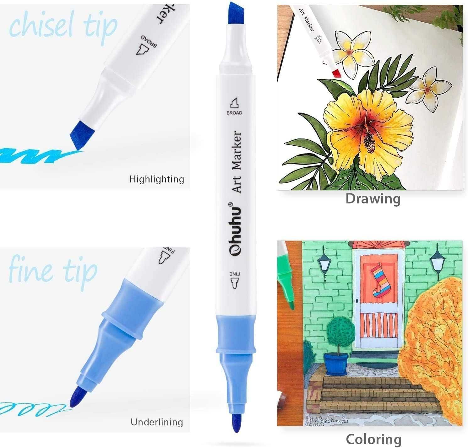 Ohuhu Art Markers Set-перманентни маркери, комплект 48 цвята