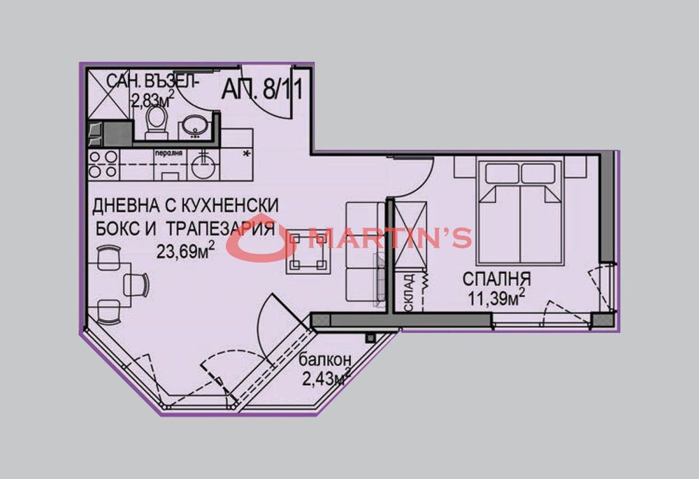 Продава се Двустаен апартамент в София, Обеля 2 - 60 кв.м за 1616 €/кв.м - Снимка #10
