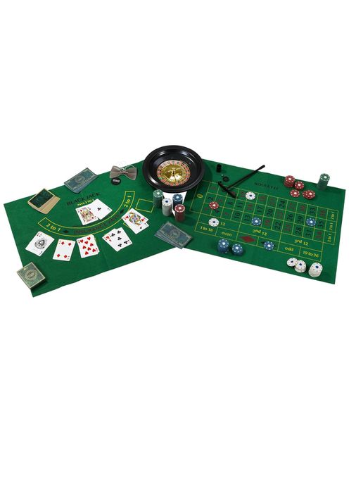 set complet pentru seară de jocuri casino – poker, blackjack, ruletă