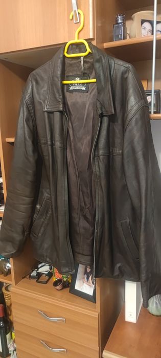 Geaca piele maro ciocolatiu