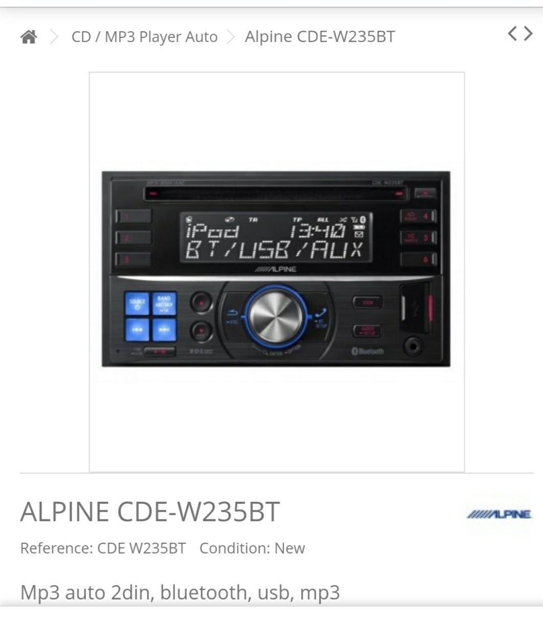 Alpine CDE-W 235BT 700 lei