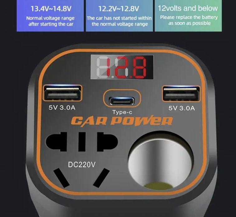 Avto uchun 12v-24v inverter 110-220v va yaxshi zaryadka инвертор для а