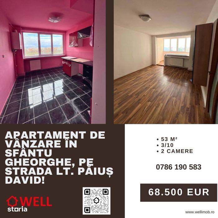Apartament de vânzare în Sfântu Gheorghe, pe strada Lt. Păiuș David!