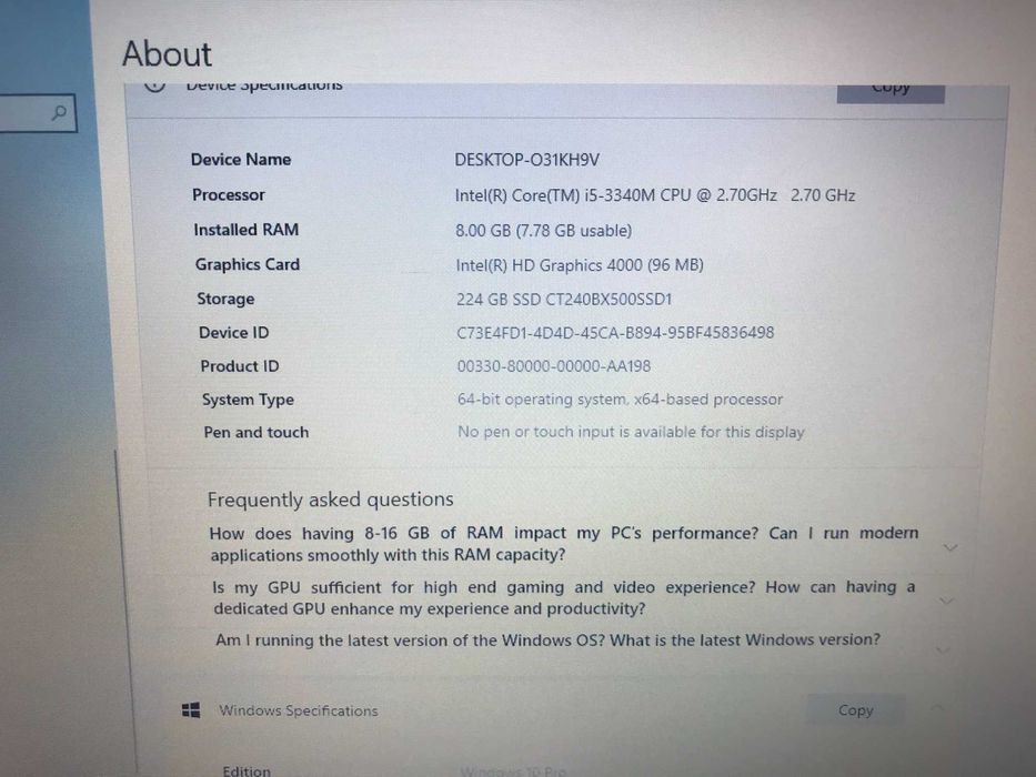 ACER Travelmate P653, model MS 2352, Intel Core i5 -3230M 2,6Ghz