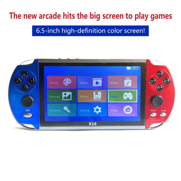 PSP X16 6.5" Игрова тв конзола с 30000+ игри Nintendo Sega ps4 2025г