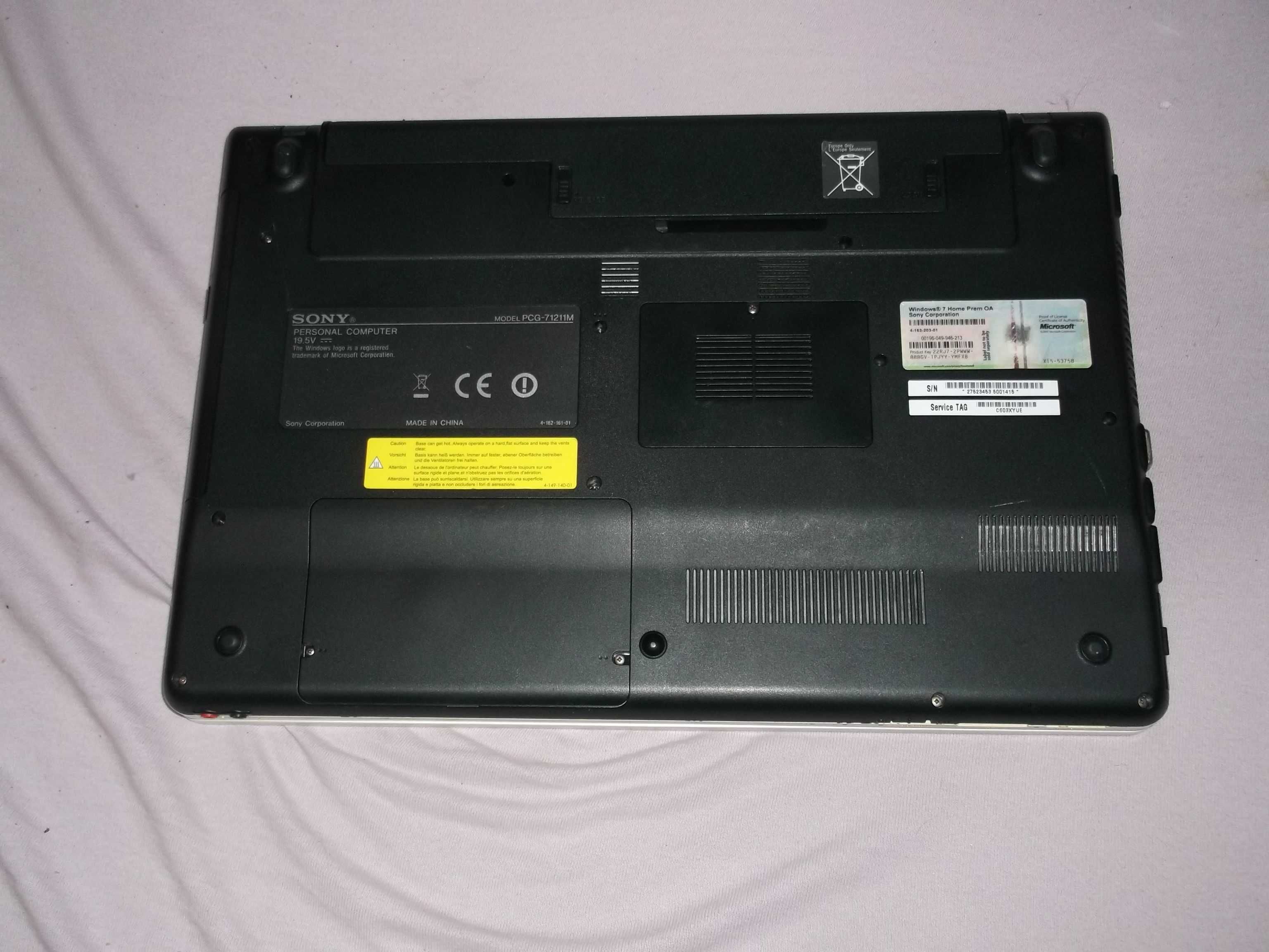 139.Продавам лаптоп SONY VAIO Модел PCG-7121M-Дисплей 15,6”