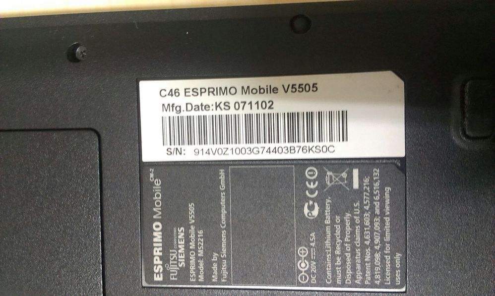 Laptop Fujitsu Siemens Esprimo Mobile V5505
