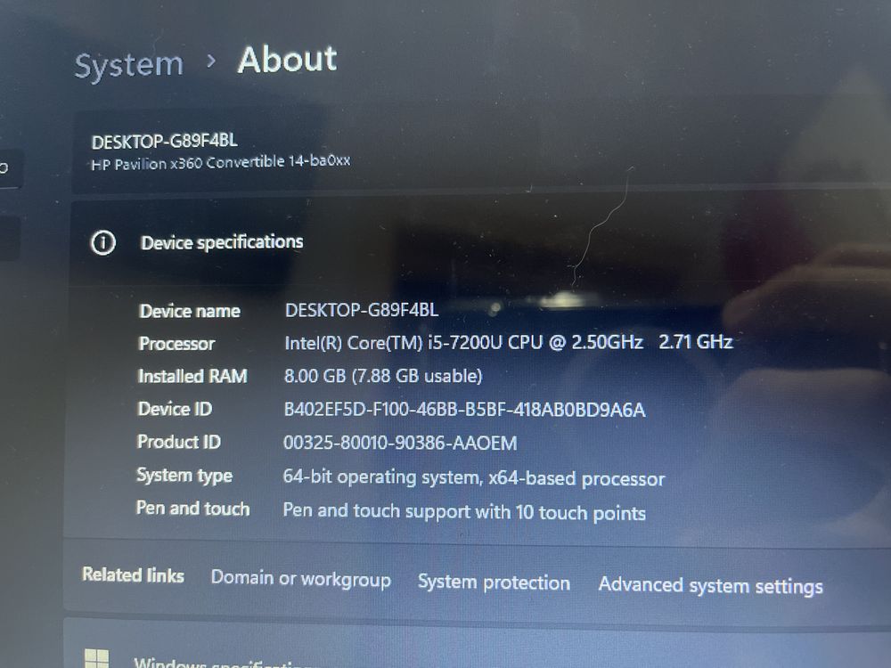 Laptop hp pavilion x360 convertible